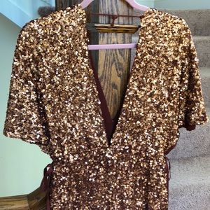 Mango gold sequin night out dress